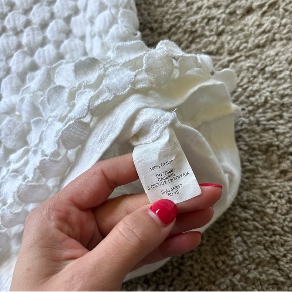 J. Crew Crochet Tank Top XS White Cotton Layered Embellished - Picture 5 of 6